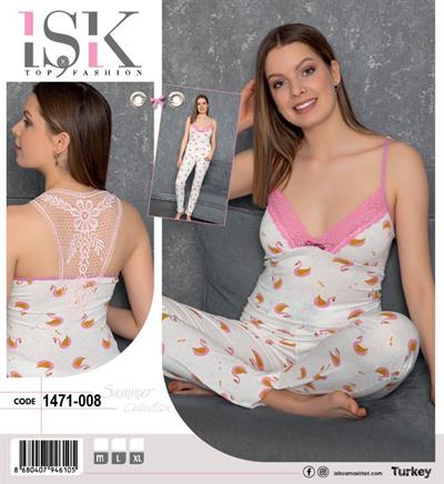 Sırtı Güpürlü Pijama Takım